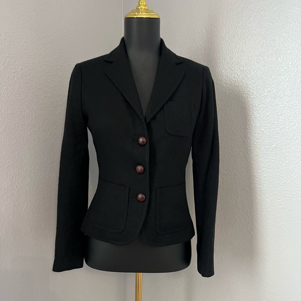 J. Crew Robert Noble wool Academy Blazer jacket Black 0 XS